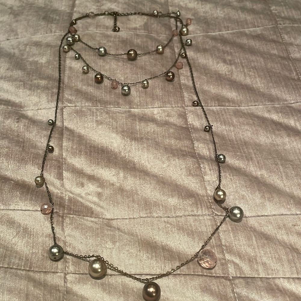 Pearl Choker & long Necklace mixed pearls